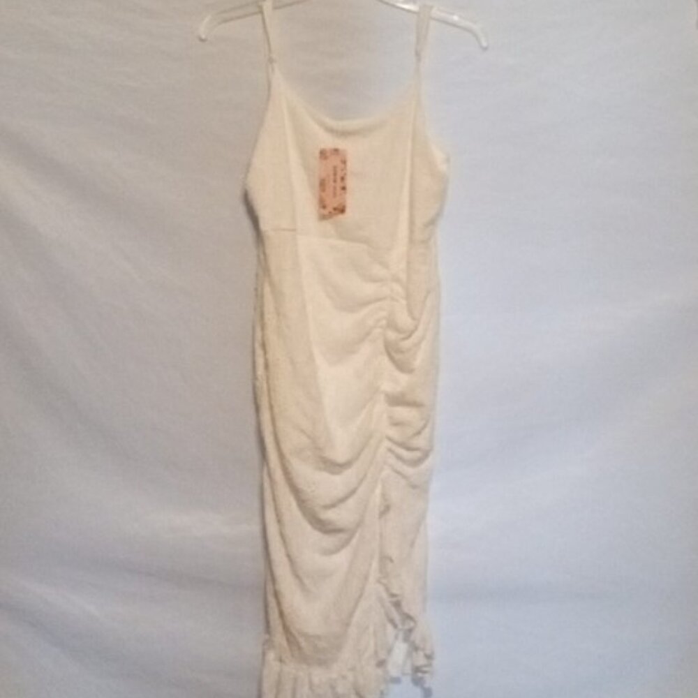 SHEIN White Ruched Deep Slit  Dress